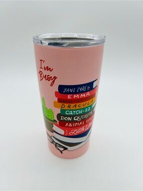 Barnes & Noble Pink Book Stack Insulated Tumbler I’m Busy